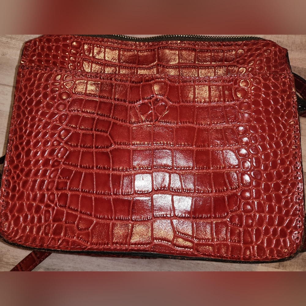 Patricia Nash Red leather Snakeskin Pattern Crossbody Bag